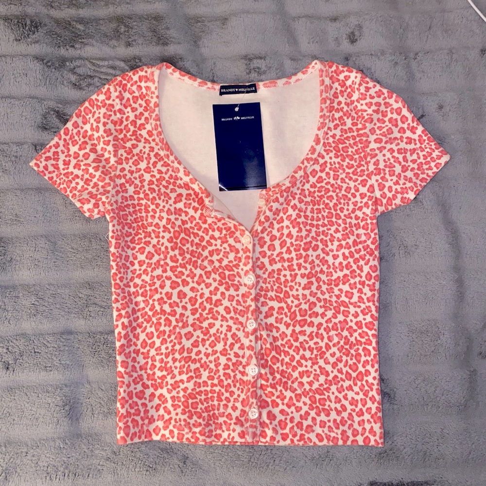 Brandy Melville Pink Cheetah Zelly Top